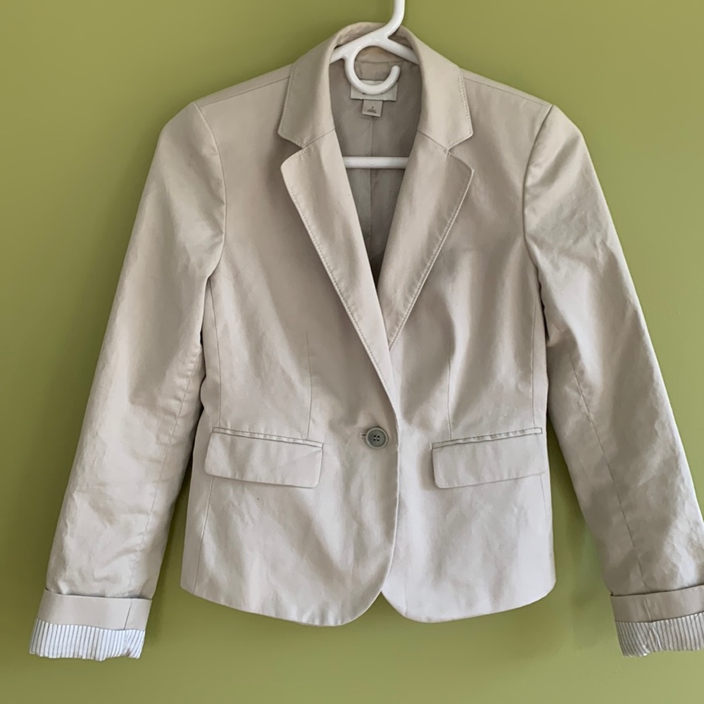 LOFT Beige Single-Button Blazer